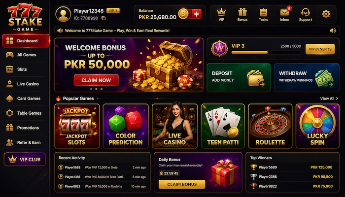 777stake game dashboard image